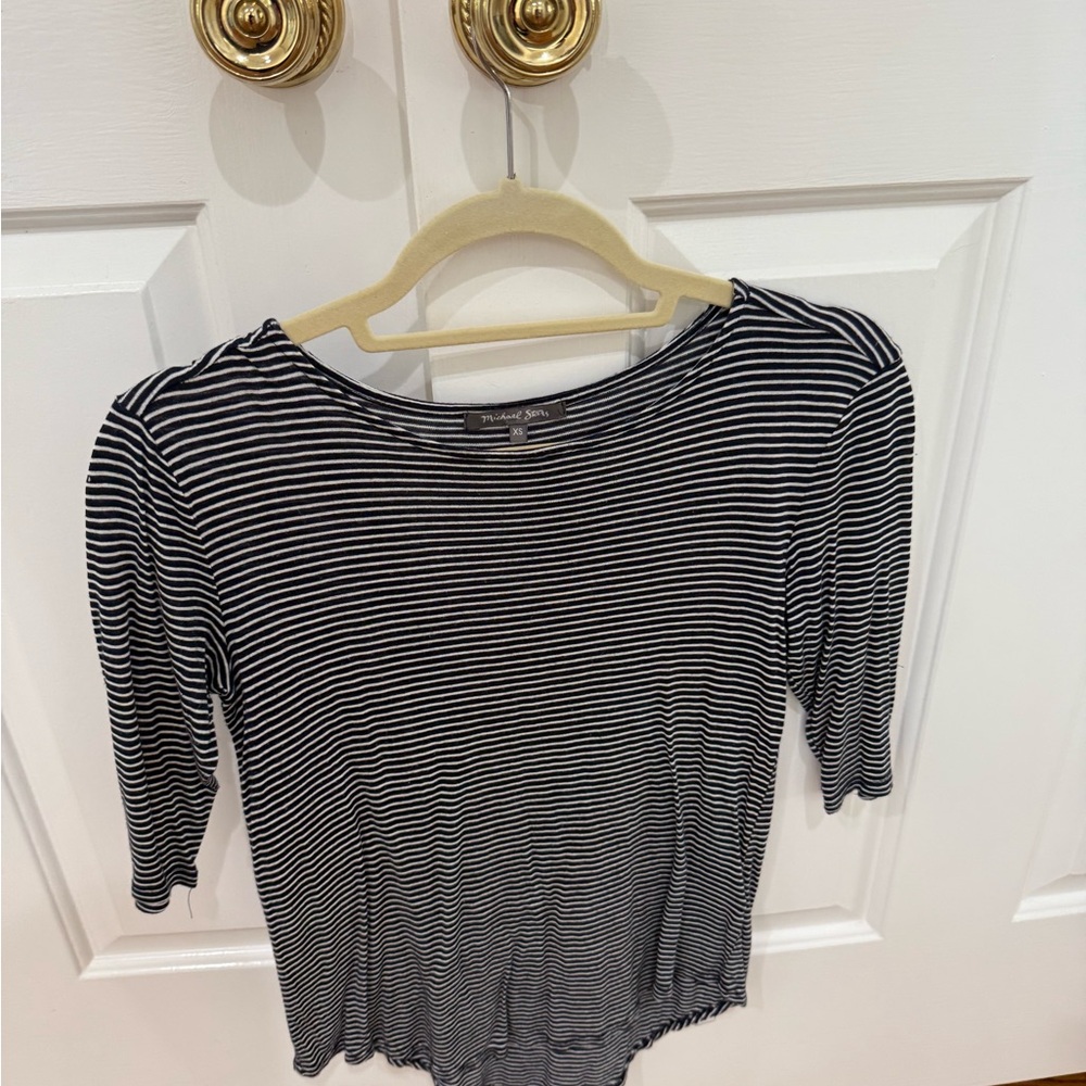 Michael Stars Navy and White Striped Bodysuit